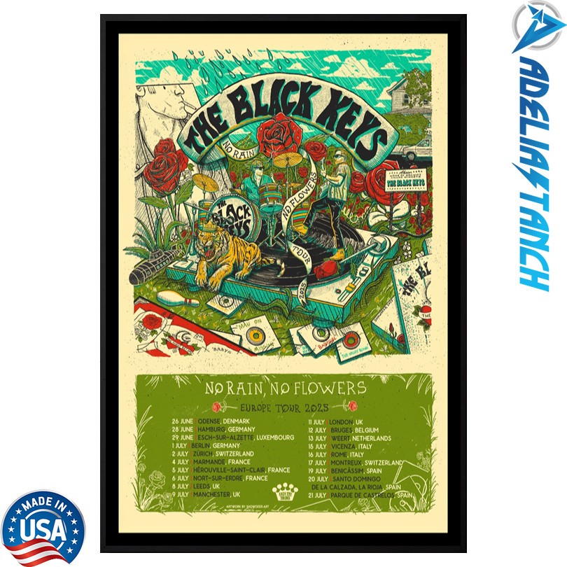 The Black Keys No Rain No Flowers Europe Tour 2025 Poster