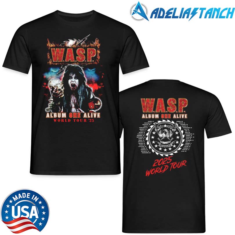 WASP Album One Alive Blackie World Tour 2025 Official Black T-Shirt